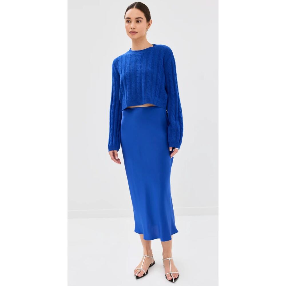 Sablyn Miranda Silk Midi Skirt Lapis Blue size S small